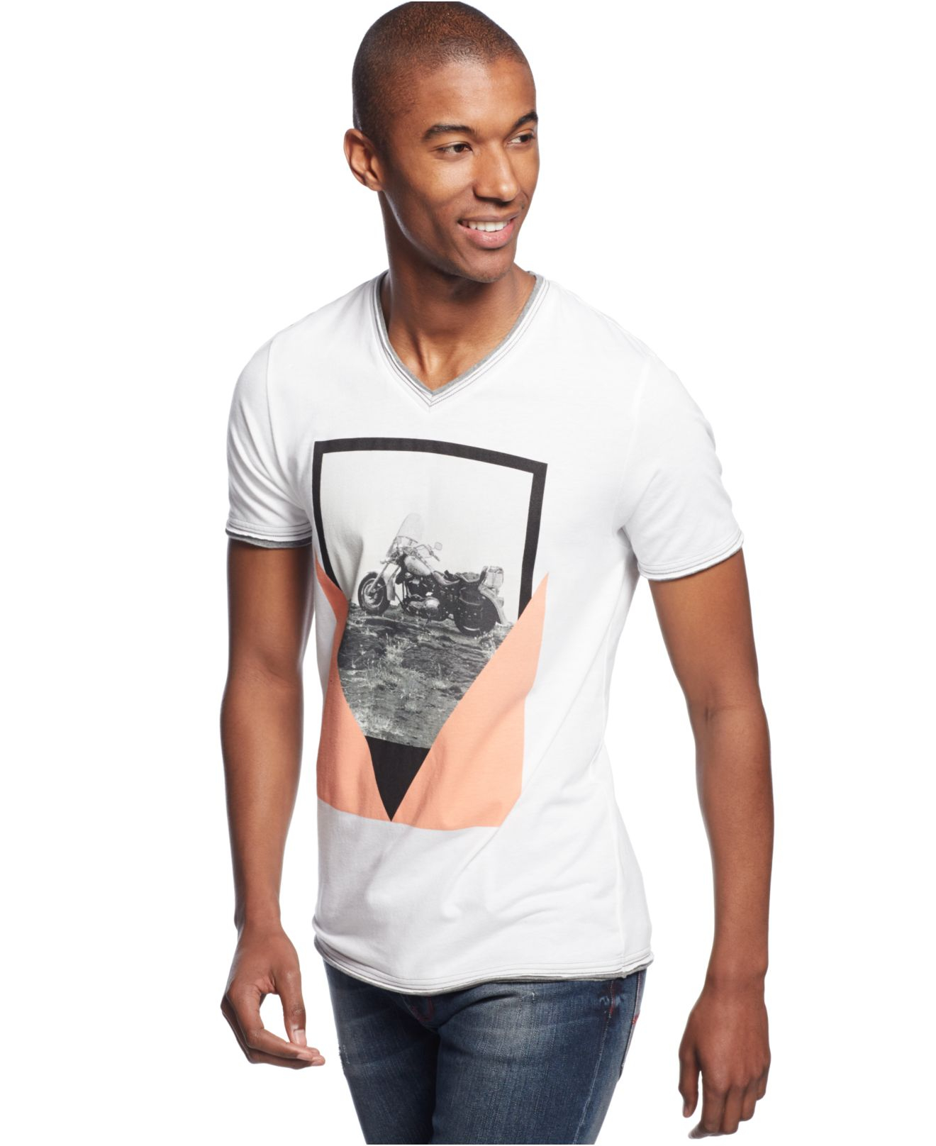 Lyst - Inc International Concepts Moto V-neck T-shirt in White for Men