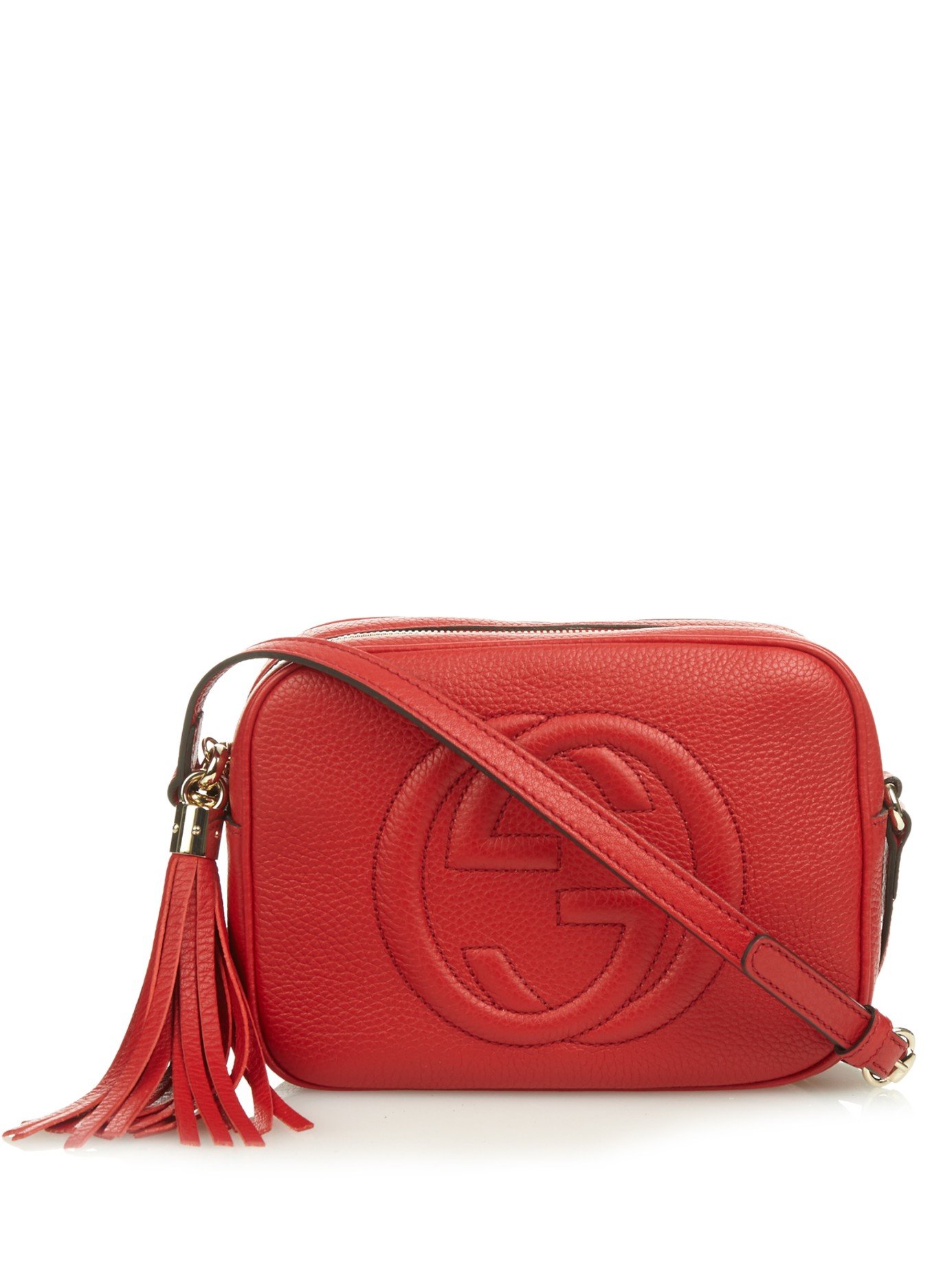 Gucci Soho Grained-Leather Cross-Body Bag in Red - Lyst