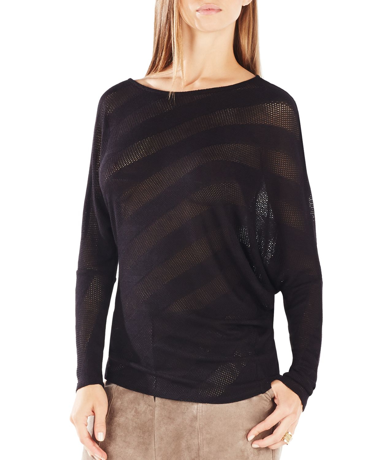 Bcbgmaxazria Laheld Dd Sleeve Stripe Knit Jacquard Top In Gallery