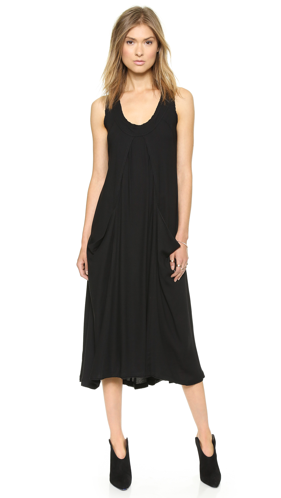 Donna Karan New York Sleeveless Dress With Draped Pocket - Black in ...