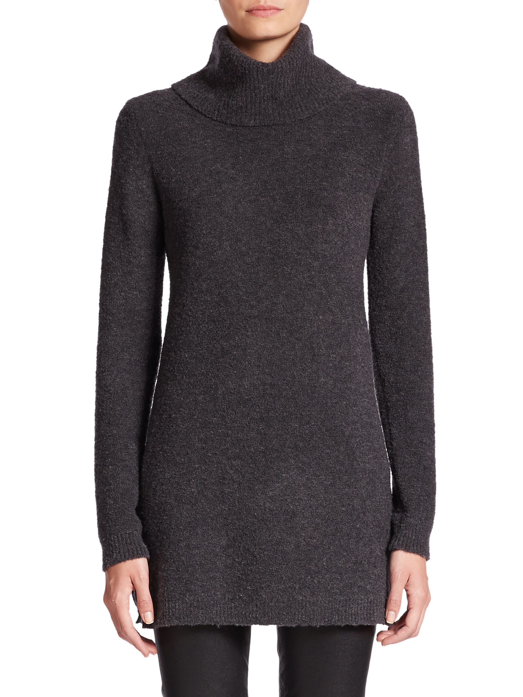 Lyst St. John Boucléknit Turtleneck Sweater in Gray