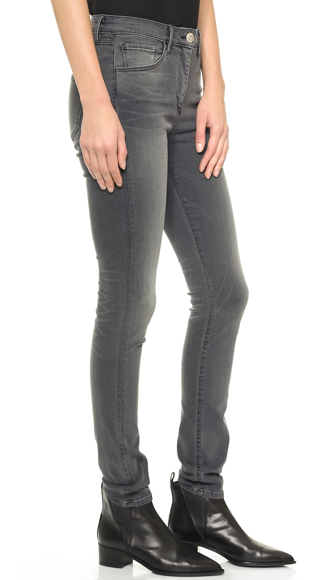 Lyst - 3X1 W3 High Rise Skinny Jeans - Steel in Gray