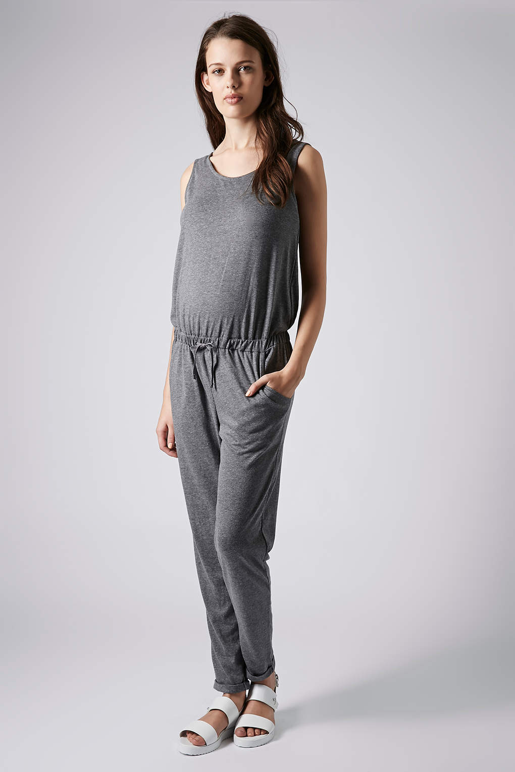 Topshop Maternity Jersey Jumpsuit in Gray