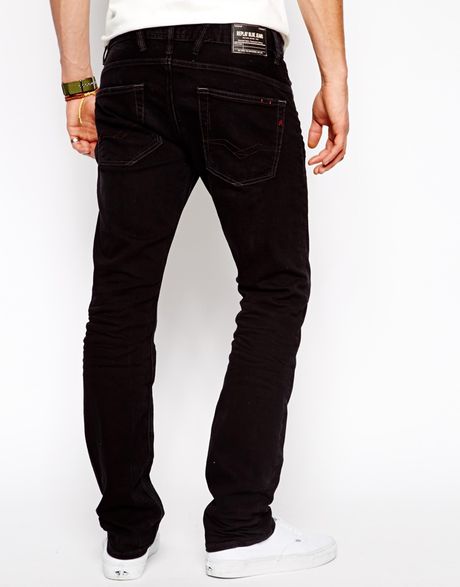 Replay Jeans Jeto Slim Fit Washed Black Stretch in Black for Men | Lyst
