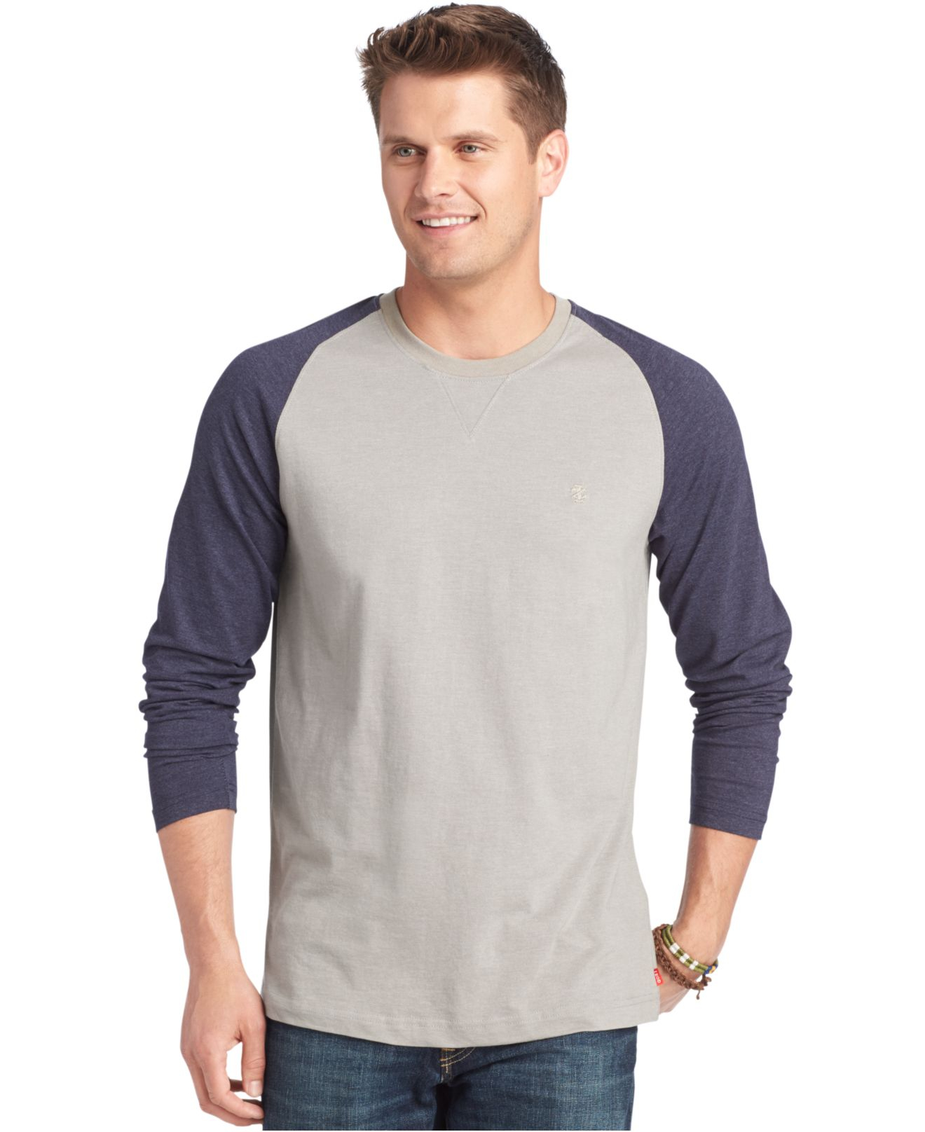 Lyst - Izod Colorblocked Long-Sleeve Raglan T-Shirt in Blue for Men