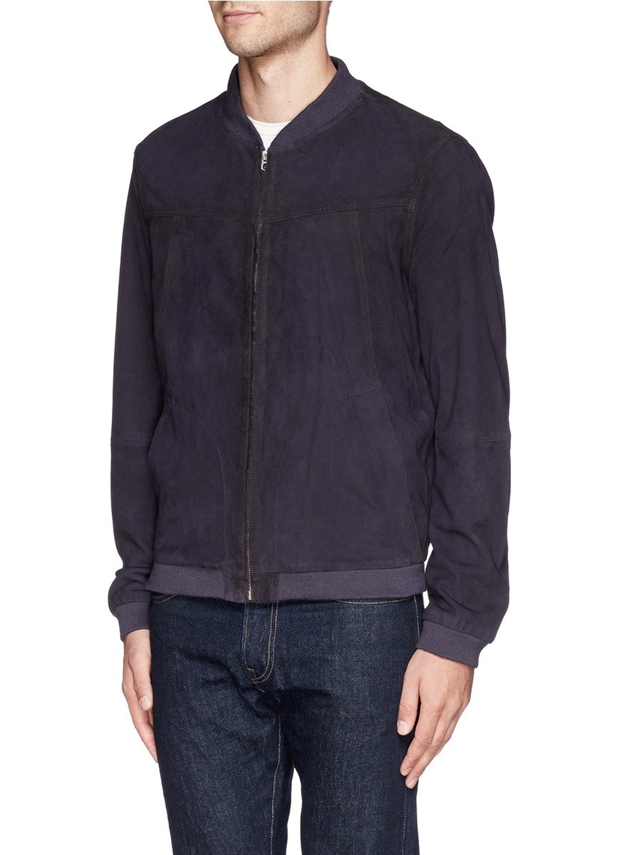 Scotch & soda Suede Bomber Jacket in Purple for Men | Lyst