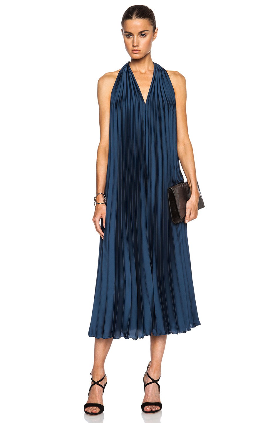 Lyst - Tome Satin Pleated Halter Dress in Blue