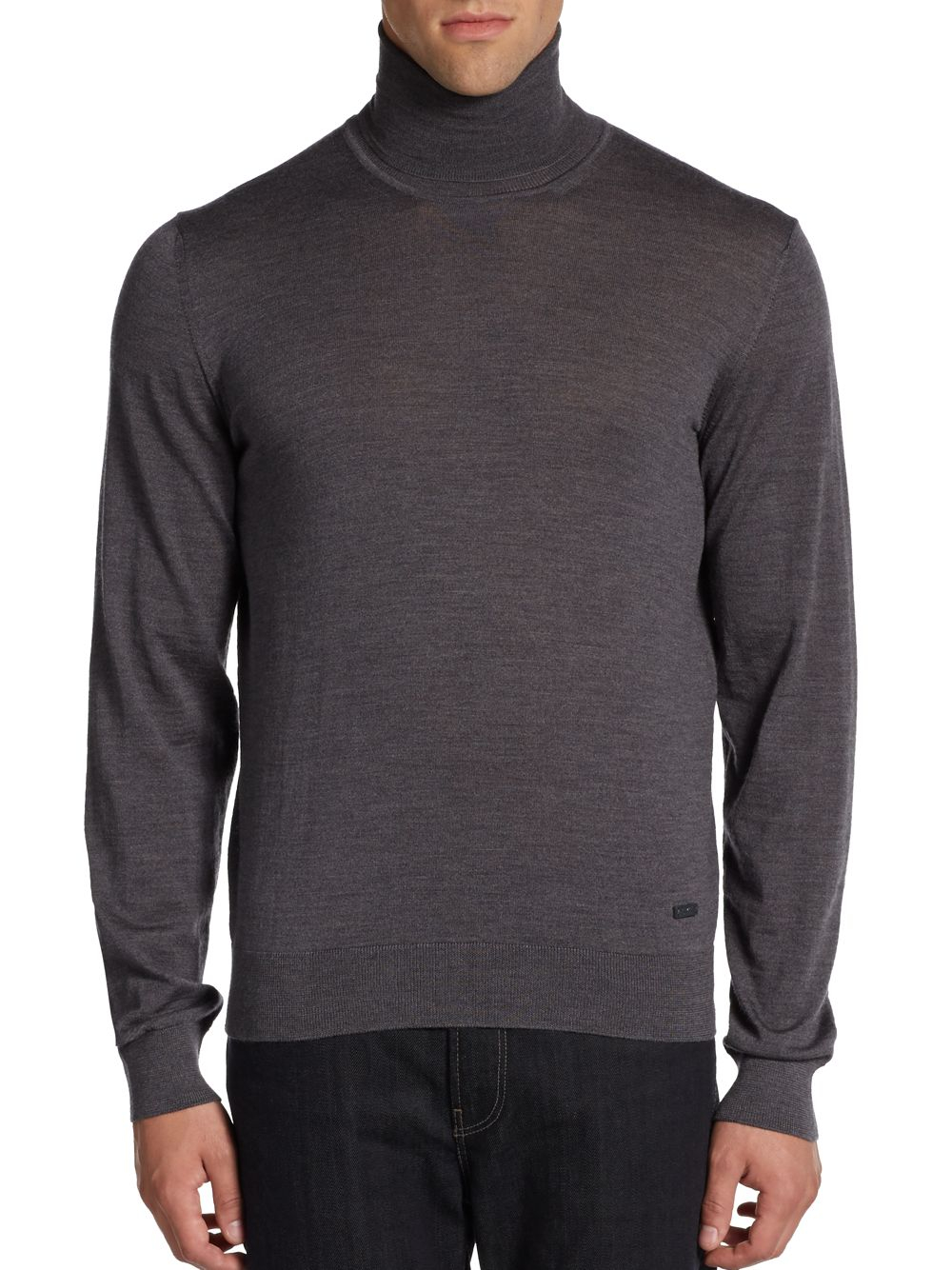 Armani Wool Turtleneck Sweater in Gray for Men (dark grey) | Lyst