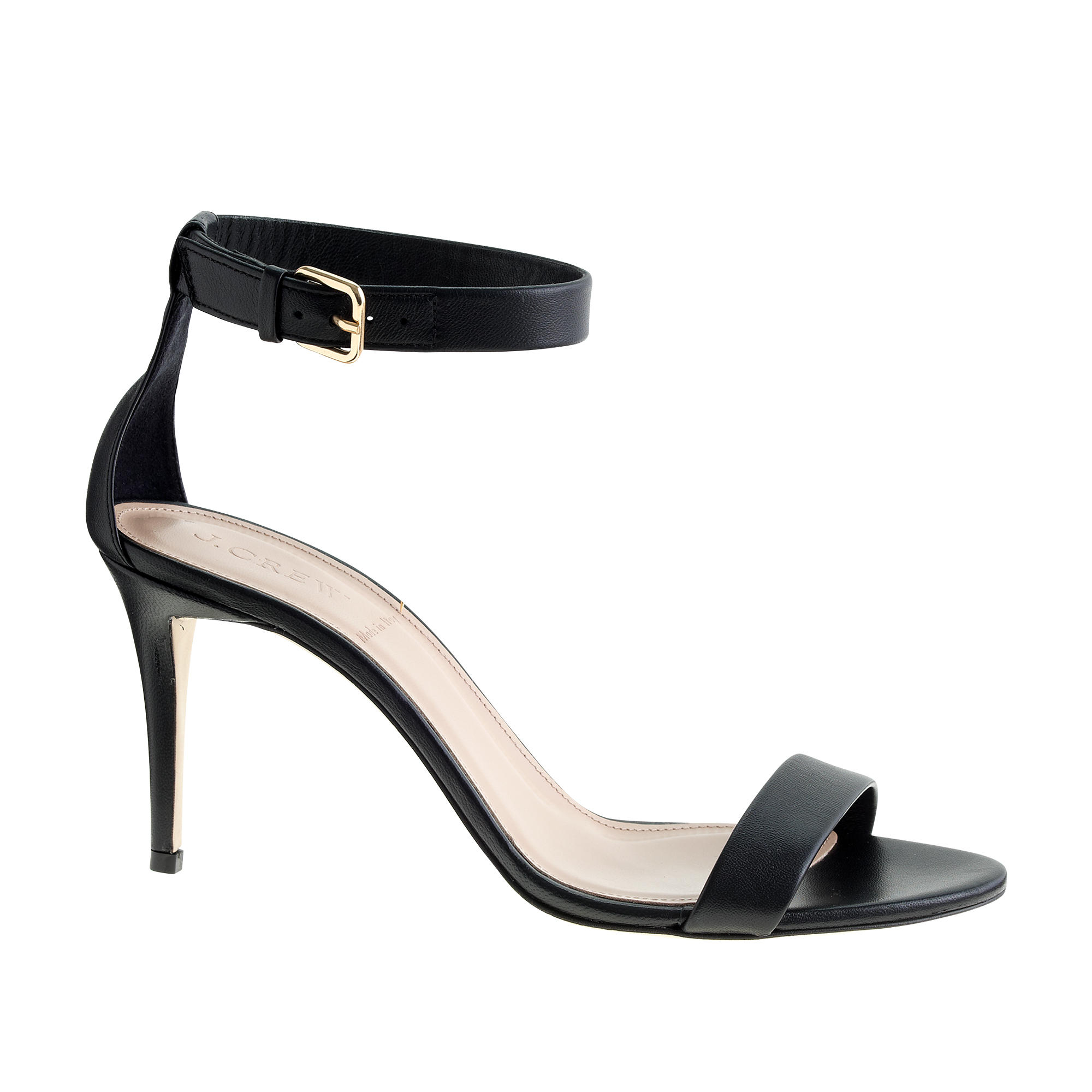 J Crew High Heel Ankle Strap Sandals In Black Lyst