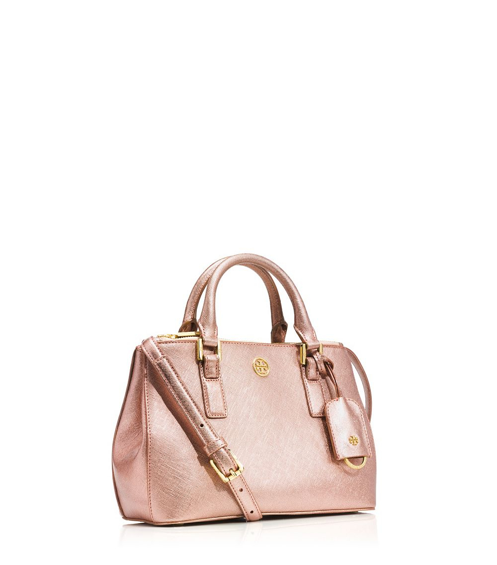 Lyst Tory Burch Robinson Micro Double Zip Tote In Pink Gallery