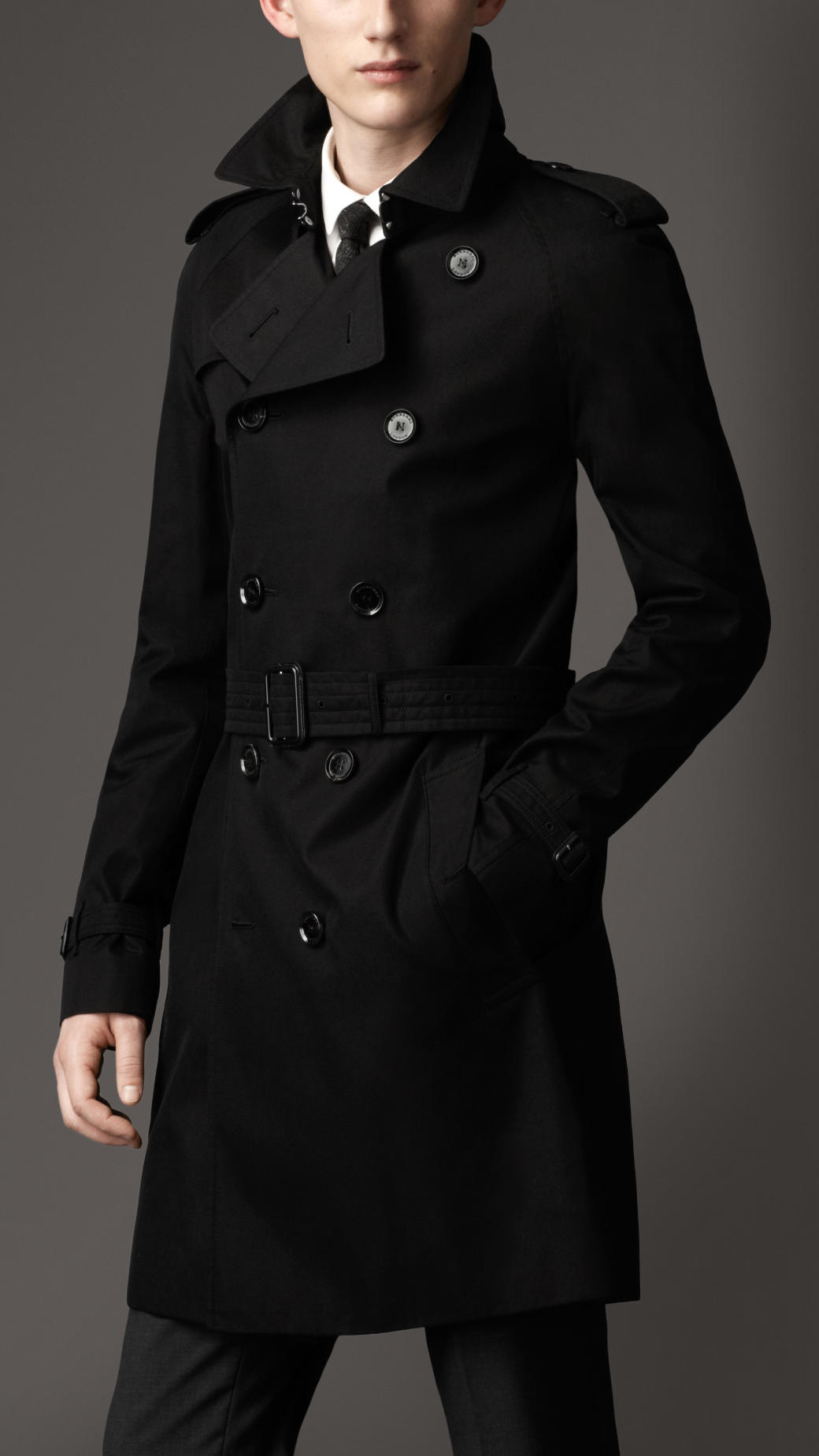 Lyst - Burberry Midlength Cotton Gabardine Raglan Trench Coat in Black ...