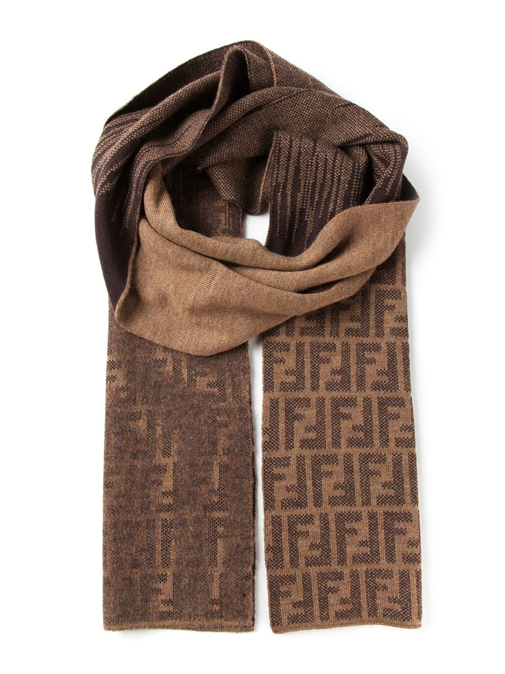 Fendi Ff Logo Scarf in Brown for Men | Lyst