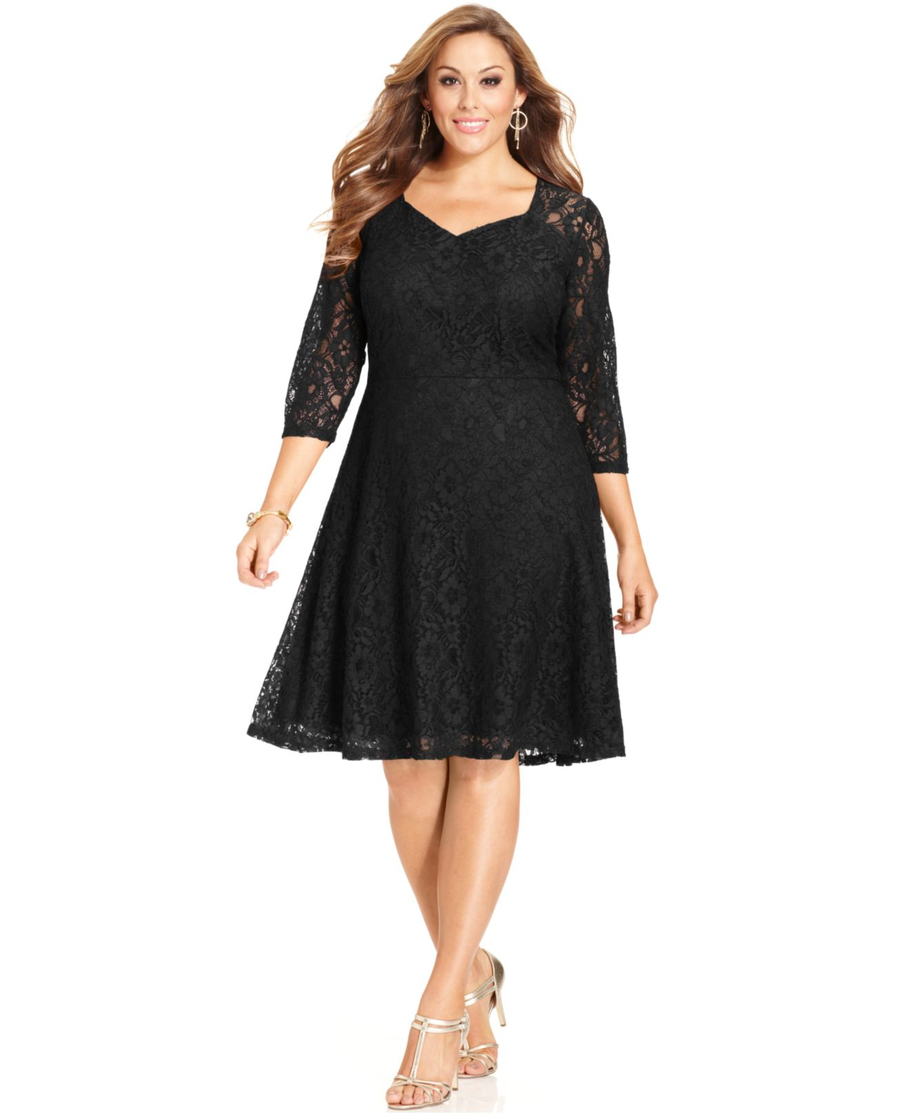 plus size a line dresses with sleeves