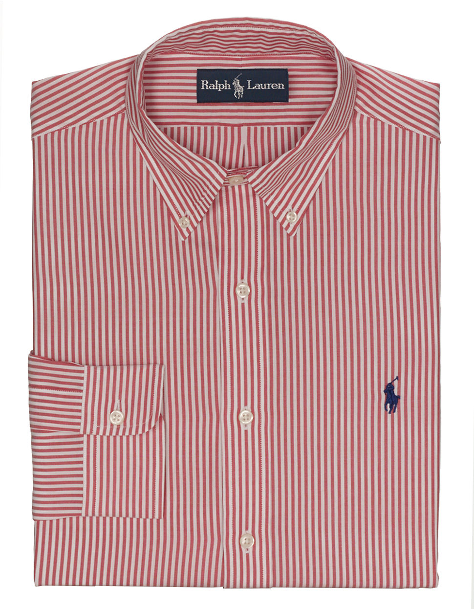 red button down polo