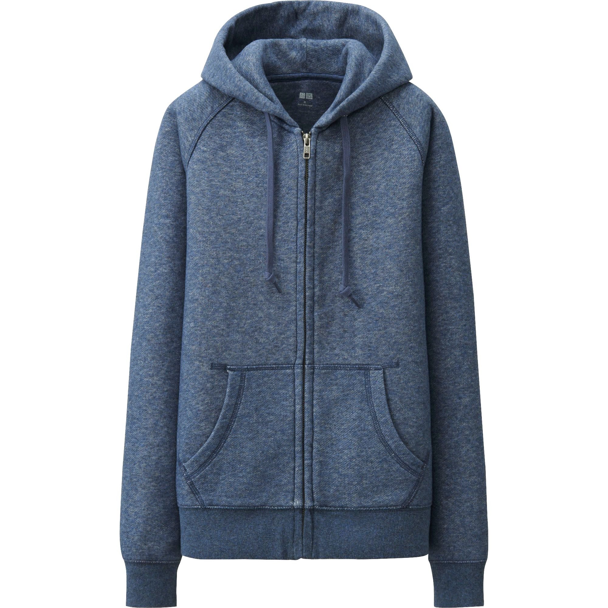 uniqlo blue sweat sleeve zip hooded jacket lyst uniqlo blue sweat sleeve zip hooded jacket lyst