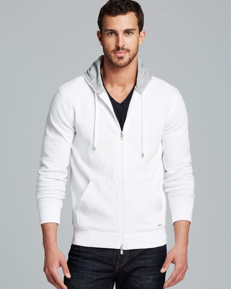 Michael Kors Waffle Hoodie in White for Men | Lyst