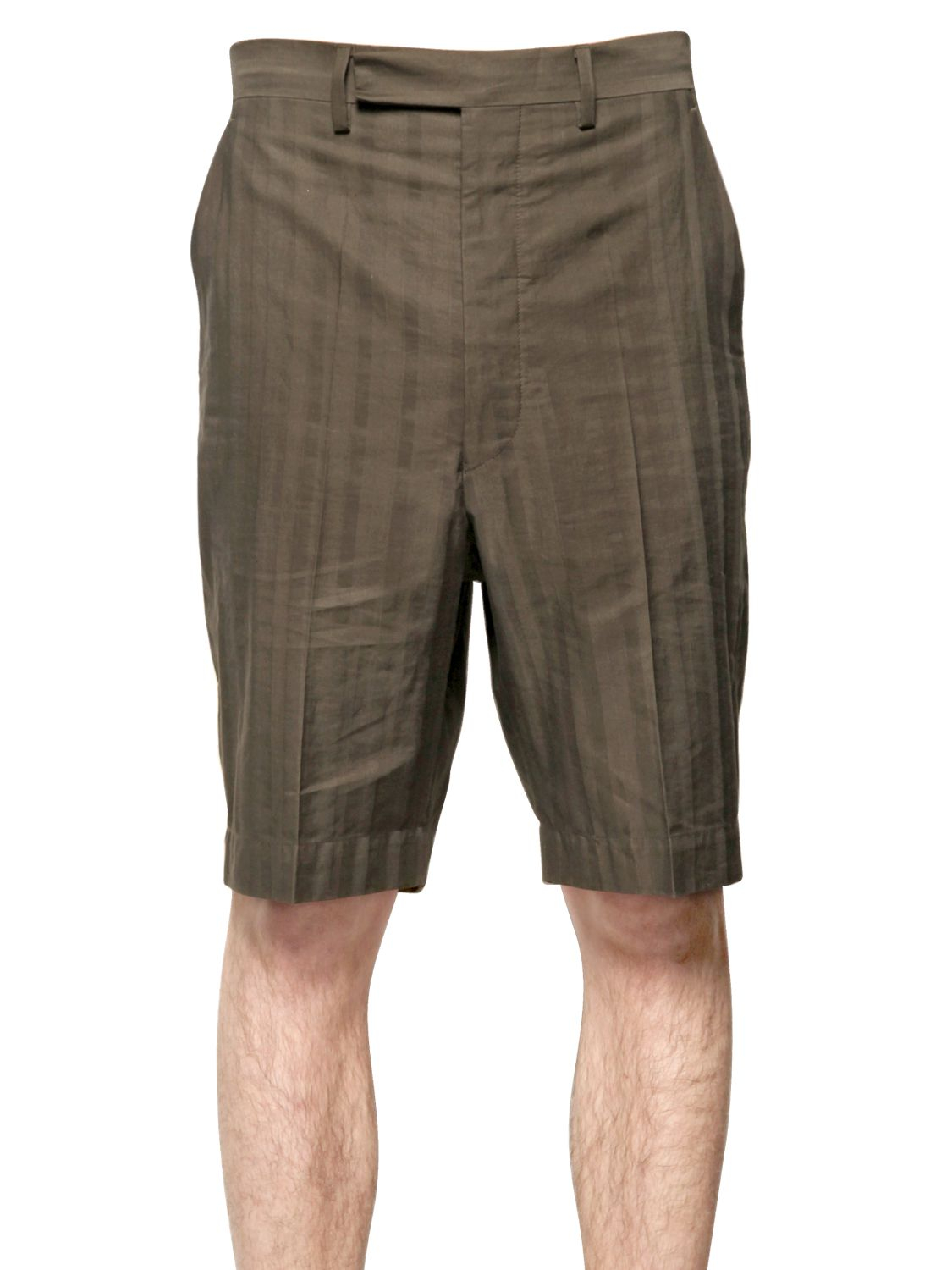 Lyst - Umit Benan Striped Cotton Blend Shorts in Green for Men