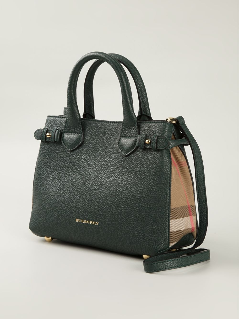 Burberry Banner Small Calf-Leather Tote in Green - Lyst