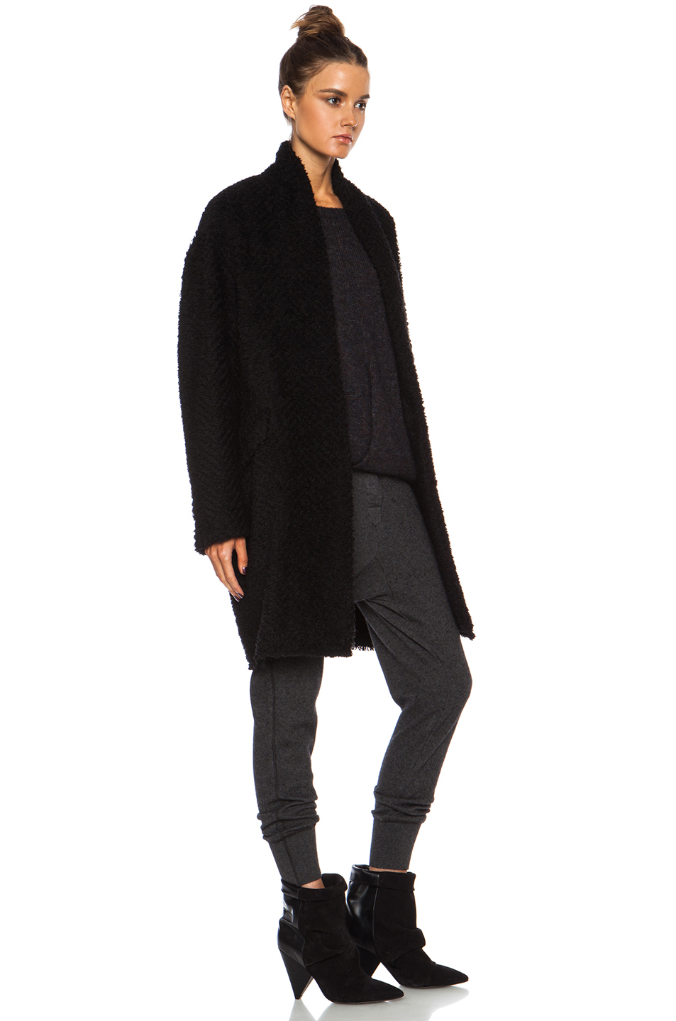 Lyst - Isabel Marant Gabriel Herringbone Wool Бlend Coat in Black
