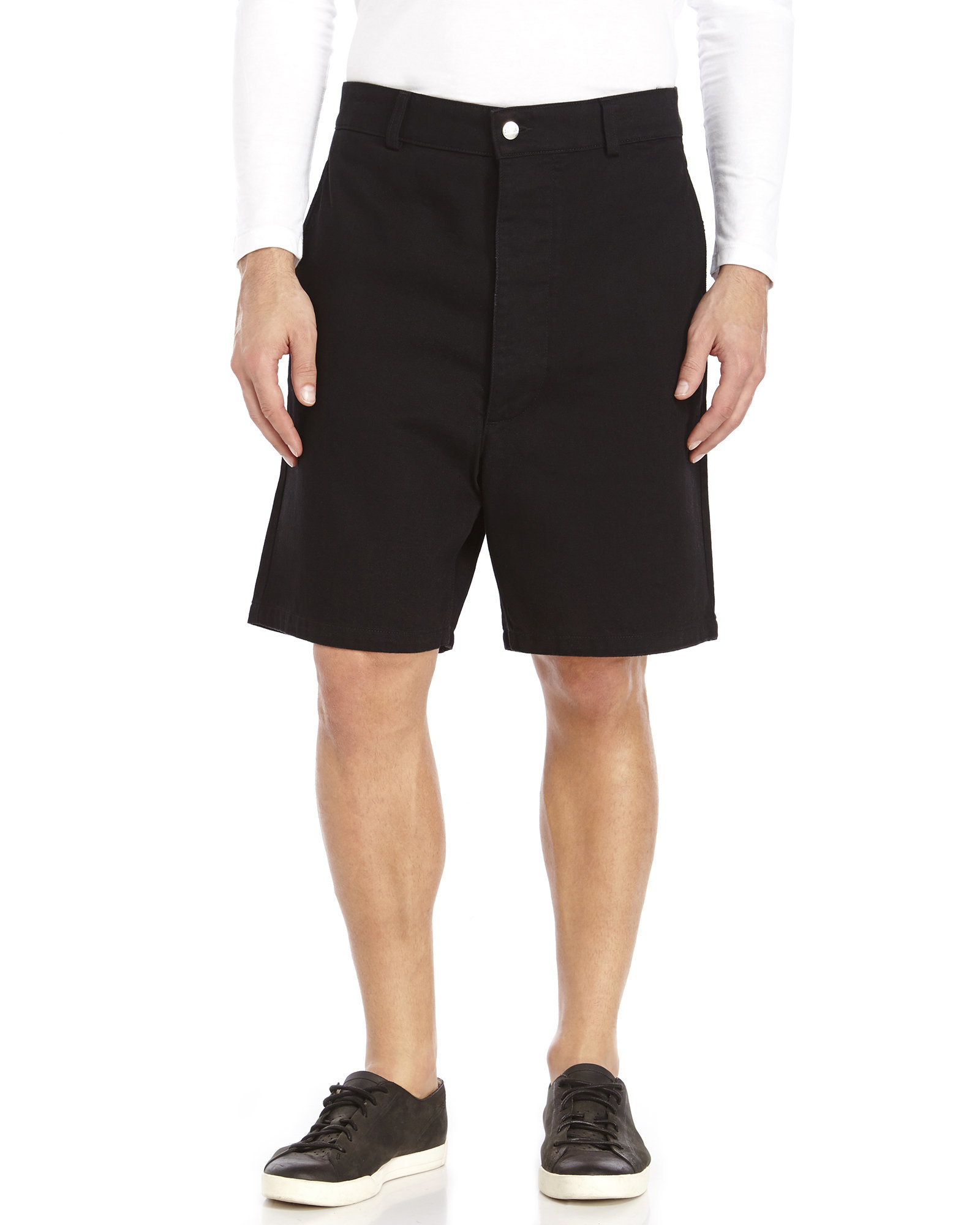 Lyst Ami Black Wide Leg Denim Shorts in Black for Men