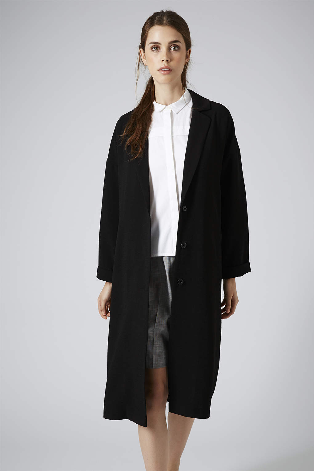 Topshop black vinyl coat