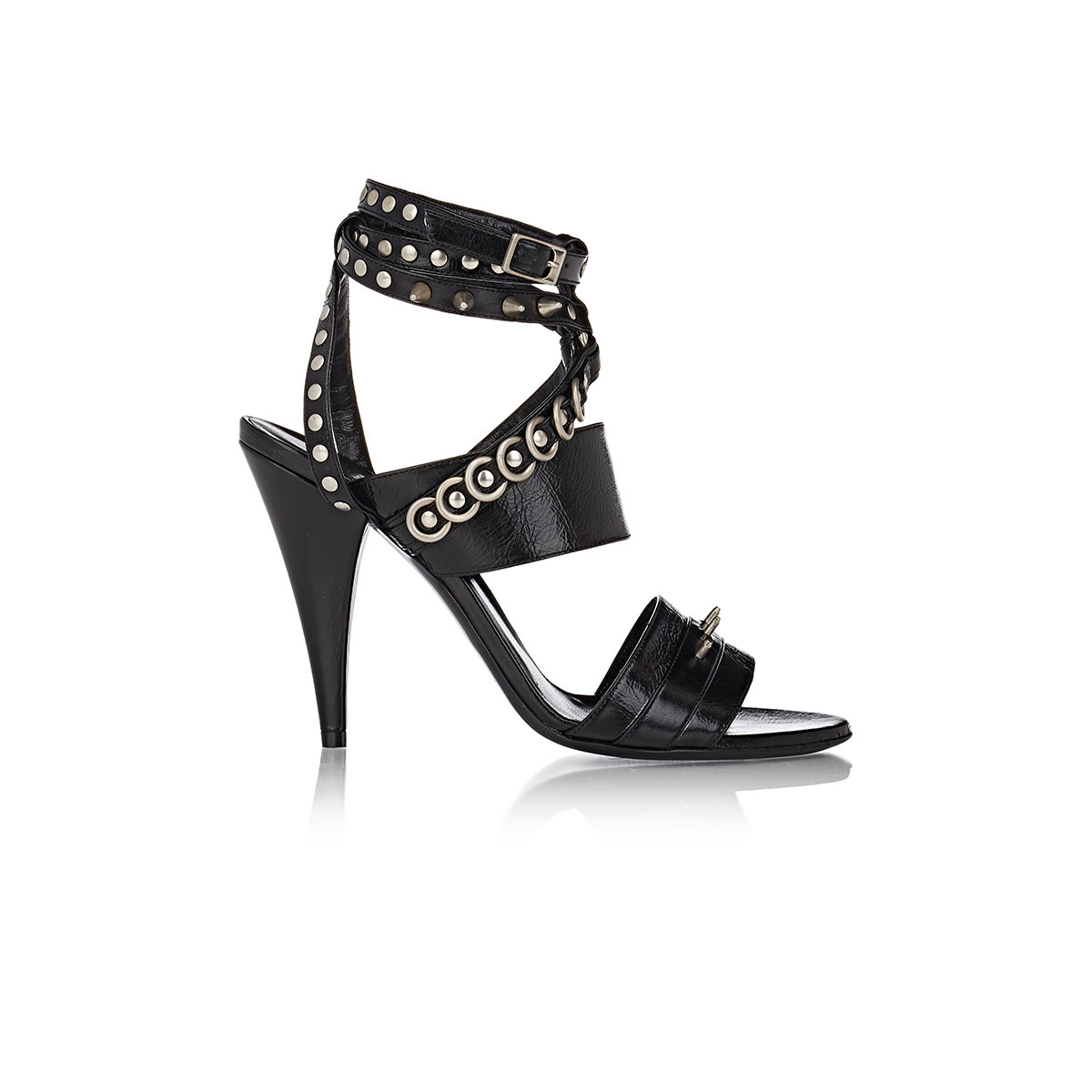 Saint laurent Embellished Fetish Sandals in Black | Lyst