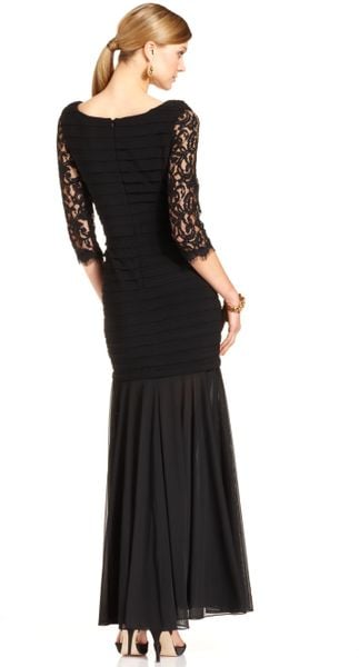 Xscape Lace Shutterpleat Mermaid Gown In Black Lyst