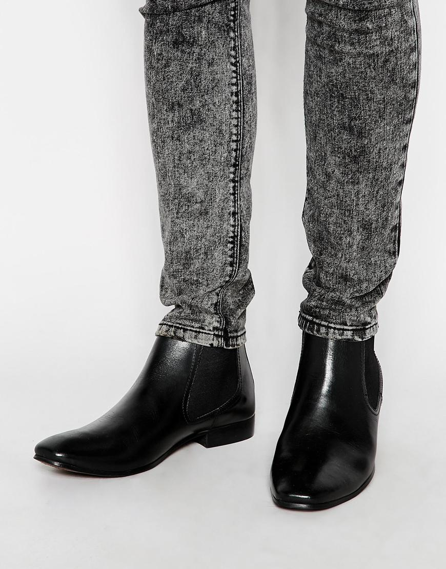 Lyst Asos Chelsea Boots In Leather in Black for Men