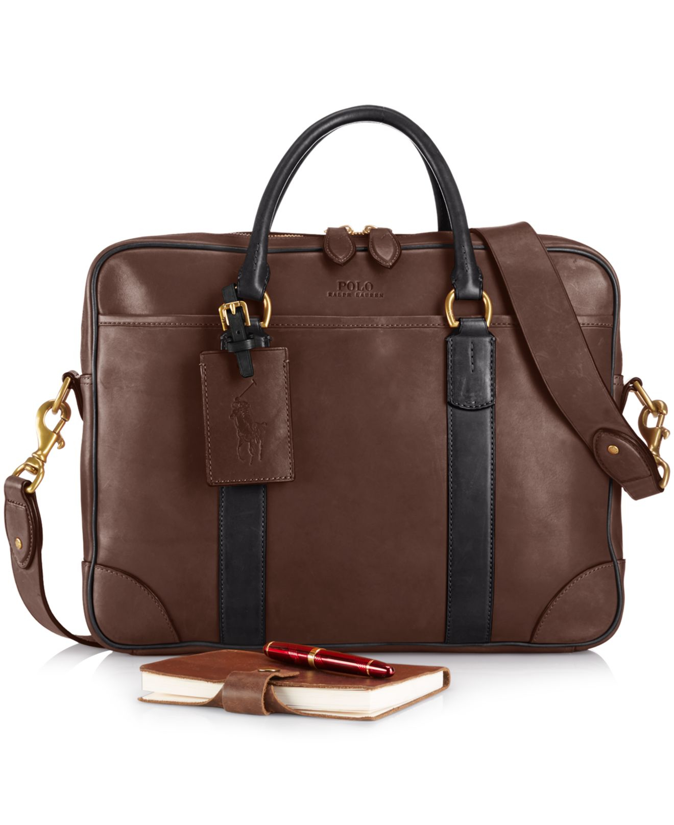 Polo Ralph Lauren Leather Commuter Bag in Brown for Men (Mahogany) | Lyst