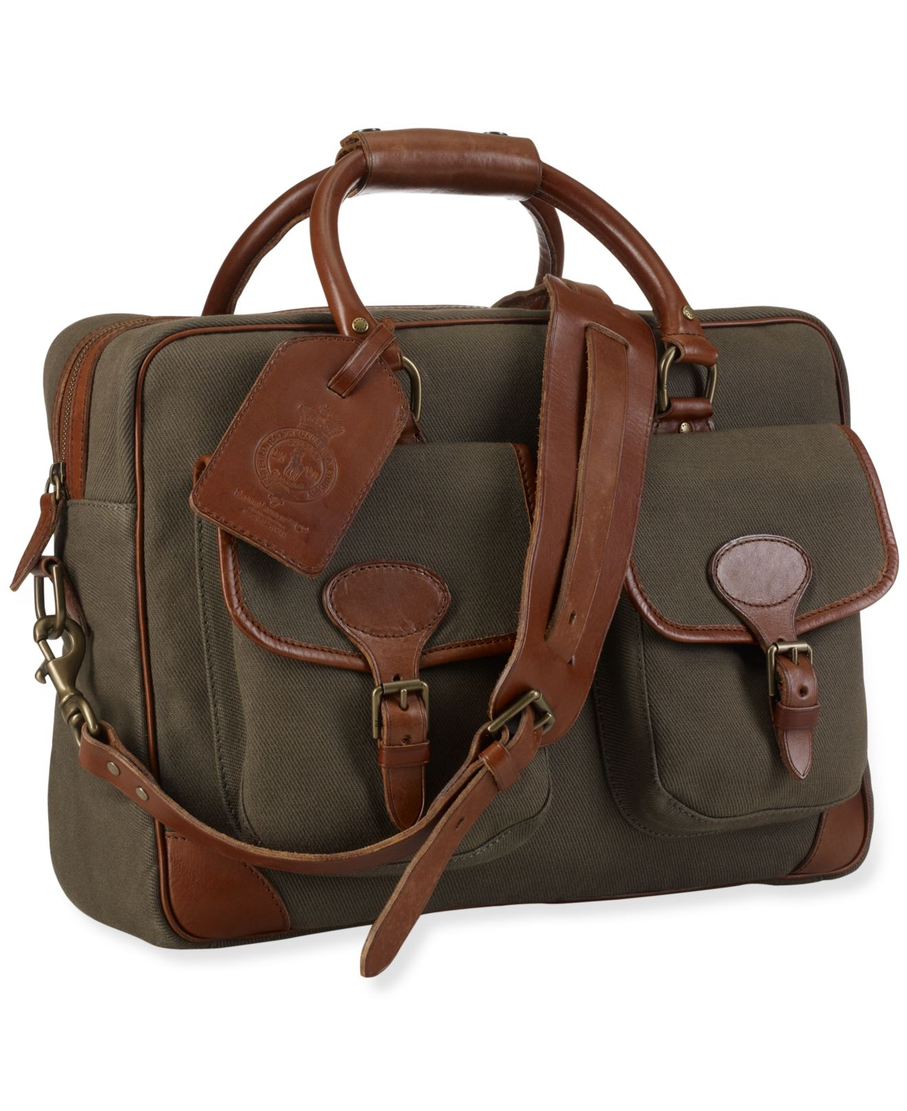 Lyst Polo Ralph Lauren Canvas Leather Commuter Bag In Green For Men Gallery