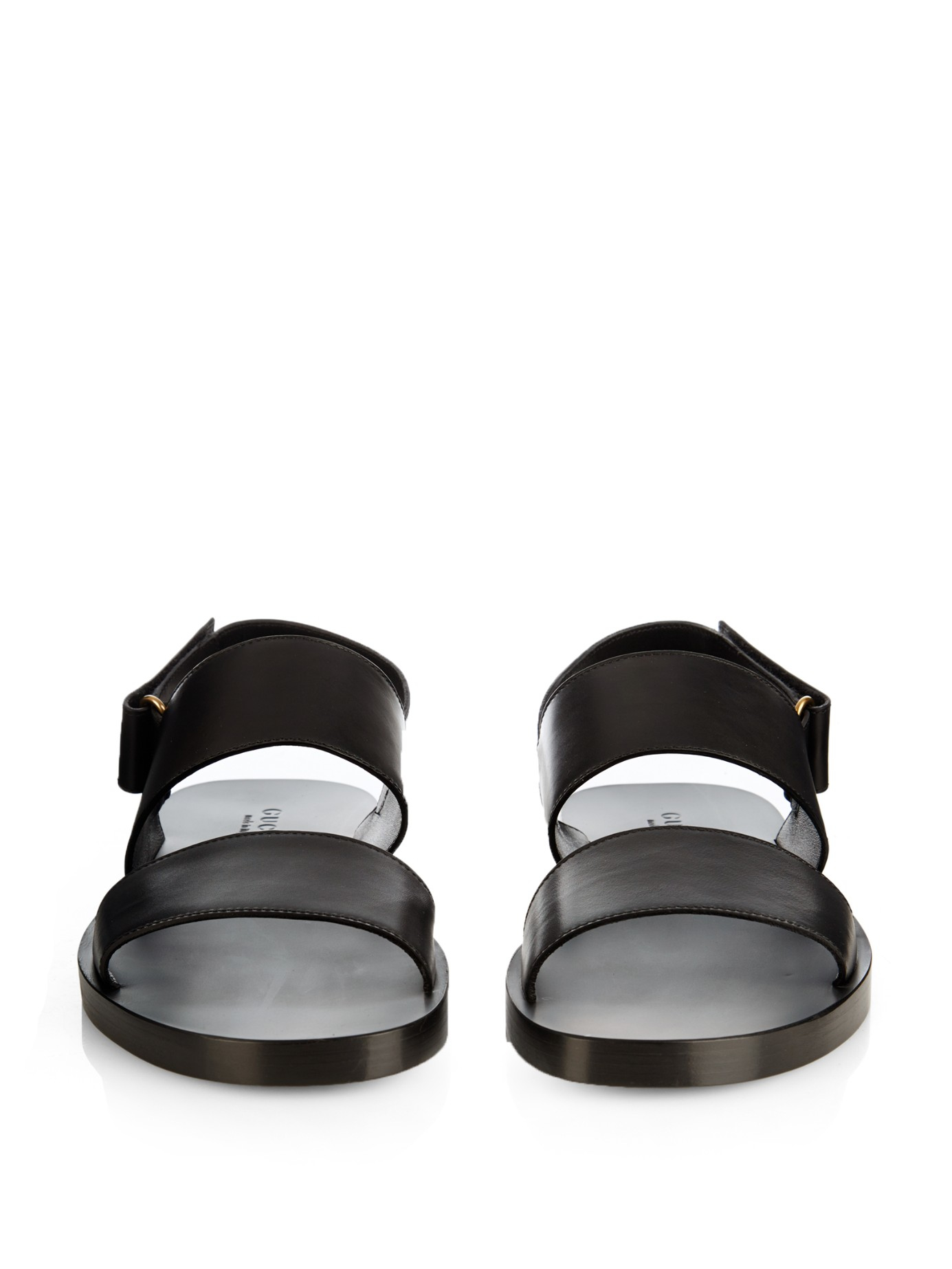 Lyst Gucci DoubleStrap Leather Sandals in Black for Men
