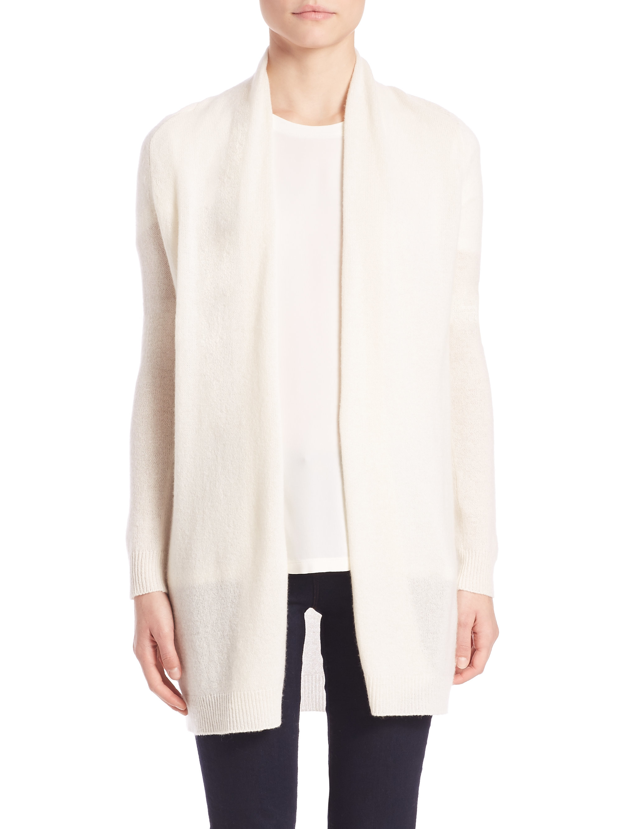 Theory Ashtry Cashmere Open Cardigan in White | Lyst