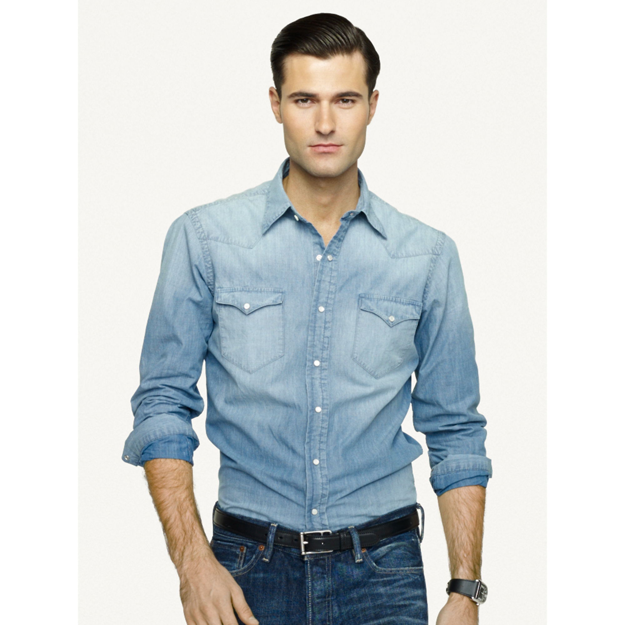 men's chambray shirt outfit