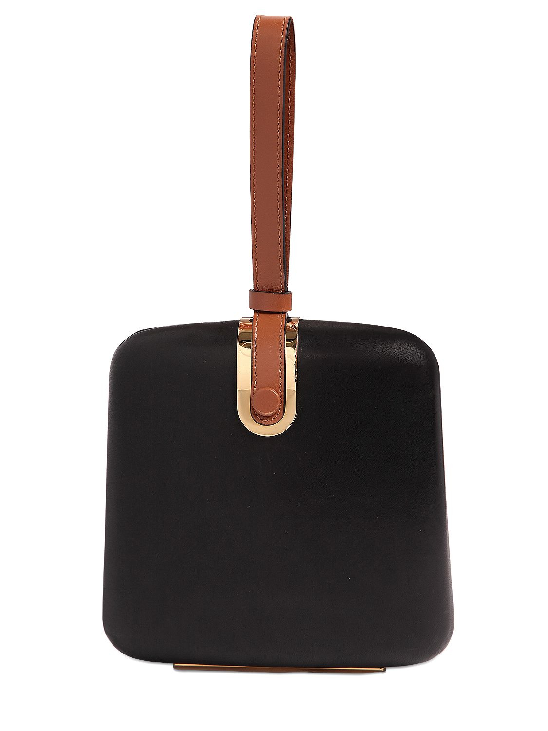 Lyst - Marni Leather Clutch With Wrist Strap in Black