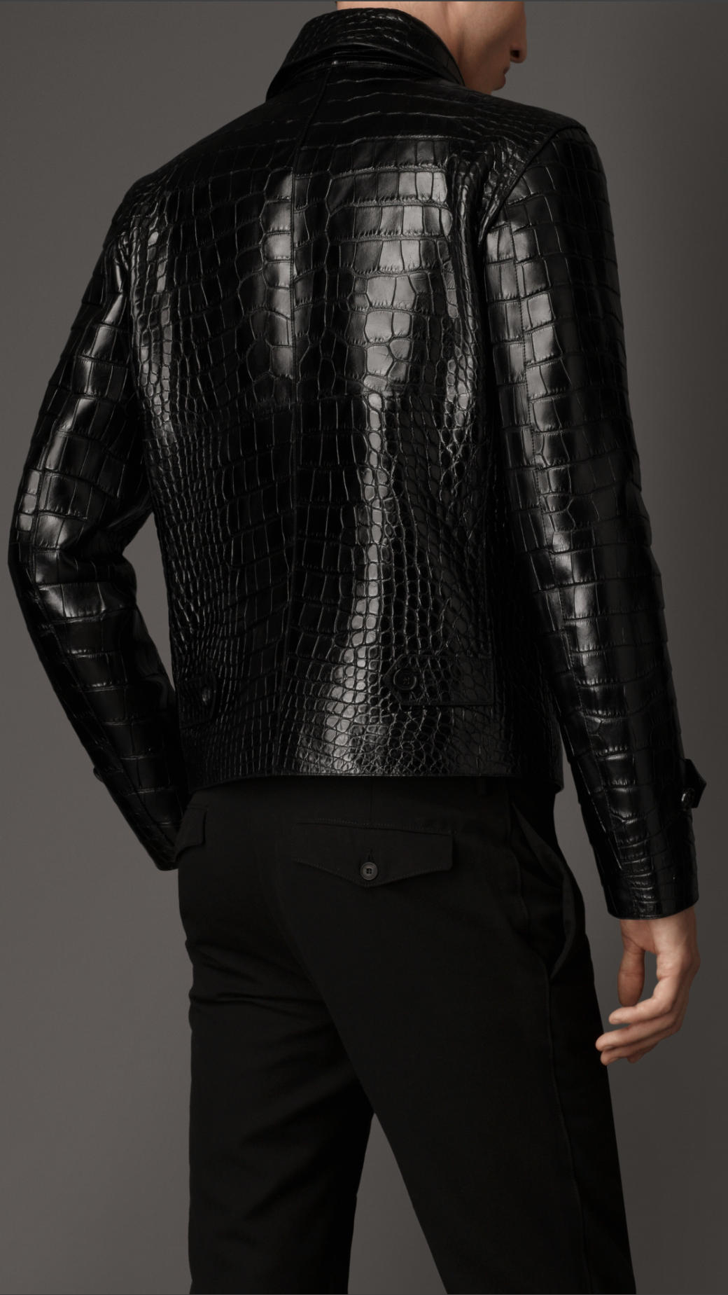 Lyst - Burberry Alligator Leather Jacket in Black for Men
