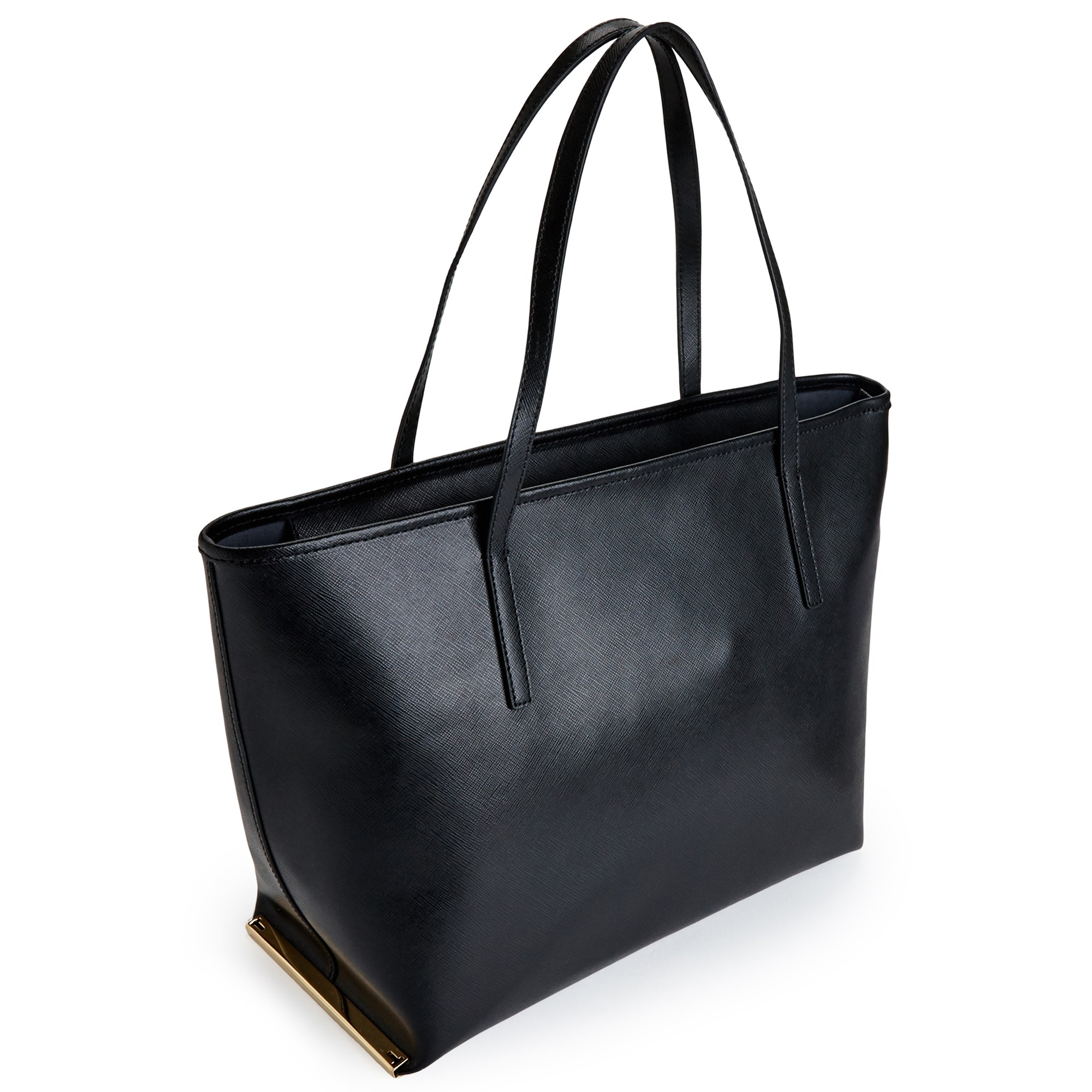 Ted baker Front Clutch Crosshatch Leather Shopper Bag in Black | Lyst
