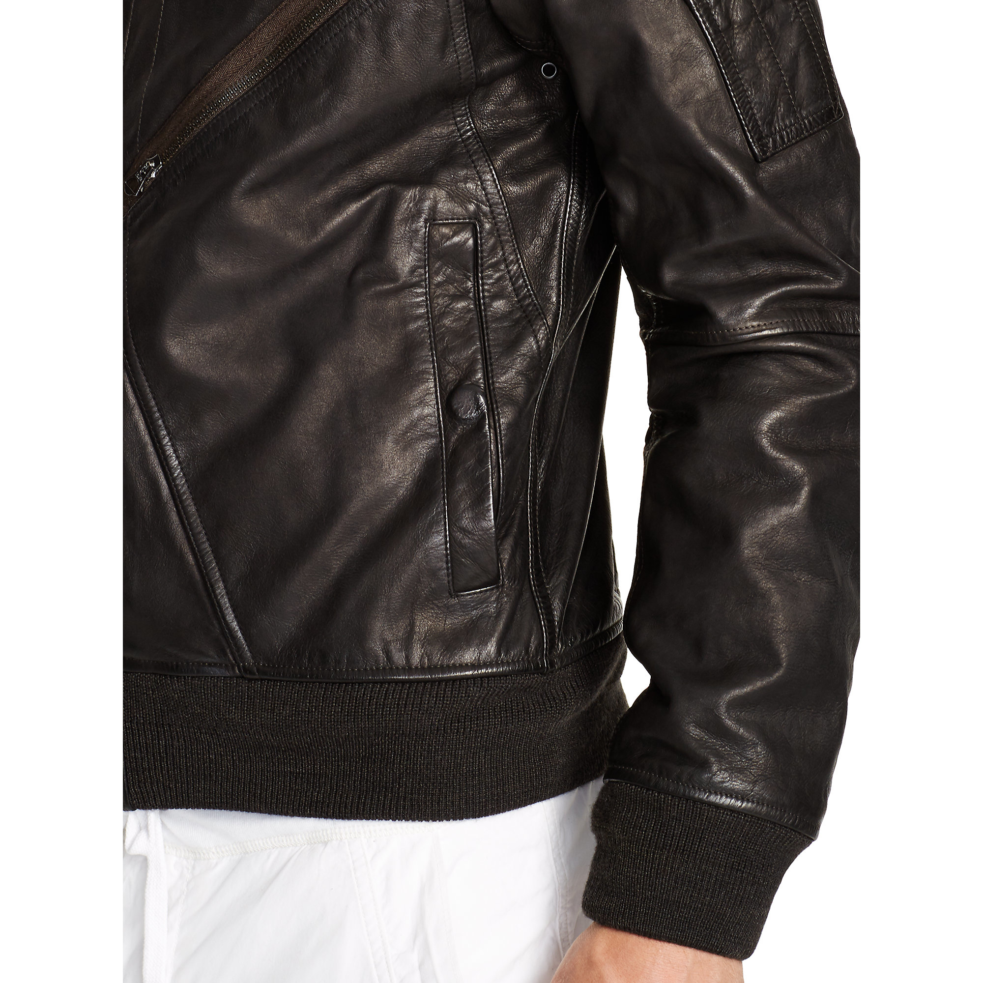 Polo Ralph Lauren Leather Flight Jacket In Black For Men Lyst Gallery