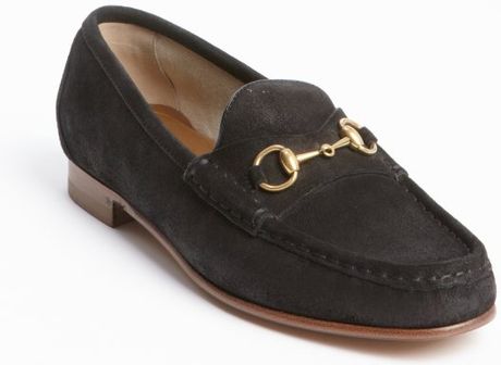 Gucci Black Suede Collection Horsebit Loafers in Black | Lyst
