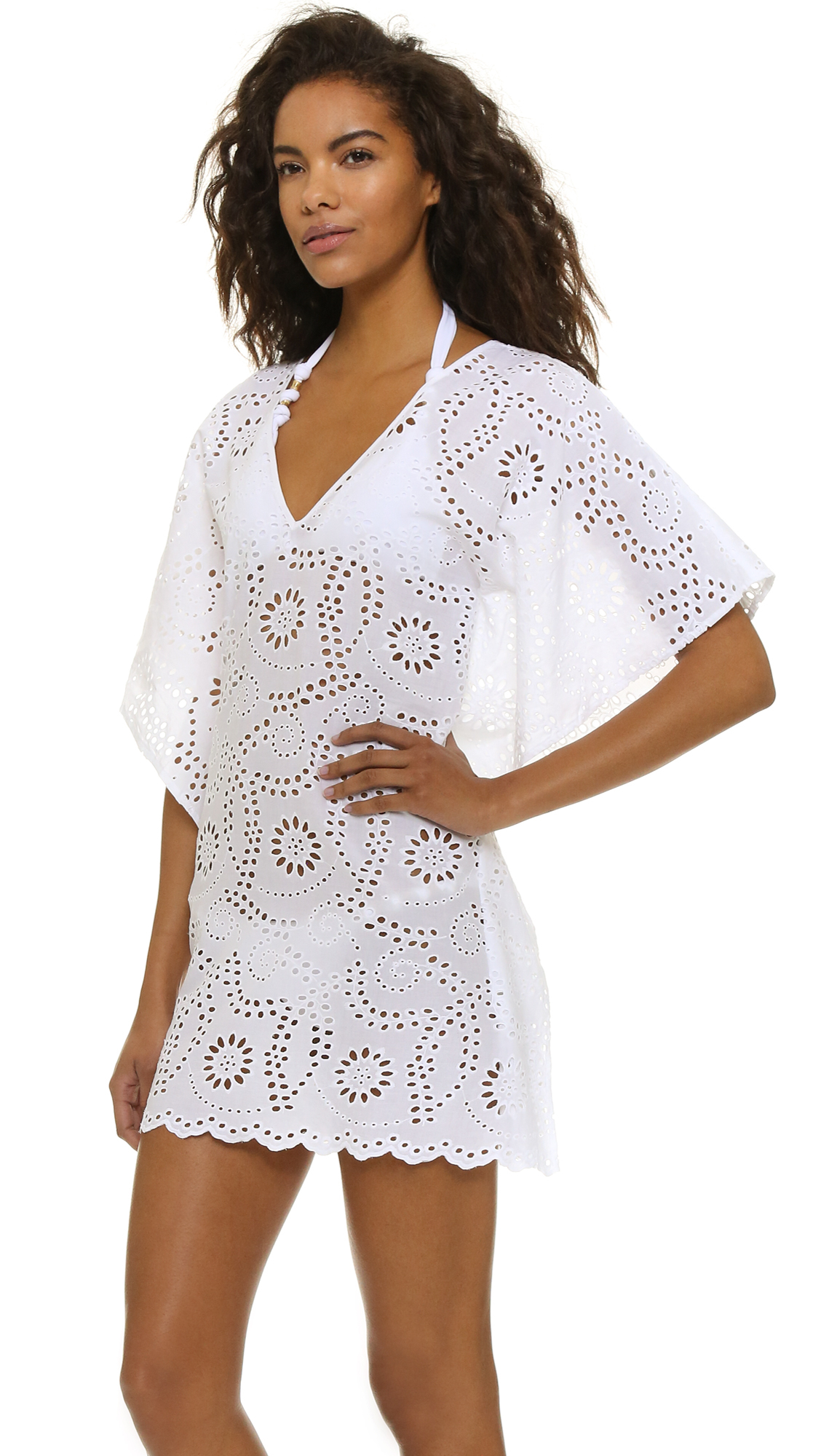 Vix Lace Beach Caftan in White | Lyst