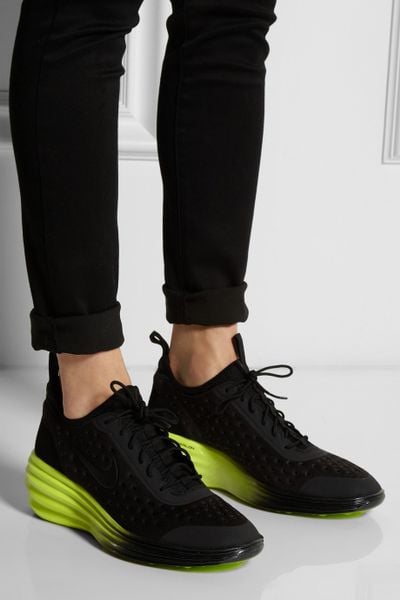 Nike Lunarelite Sky Hi Canvas and Suede Wedge Sneakers in Black | Lyst