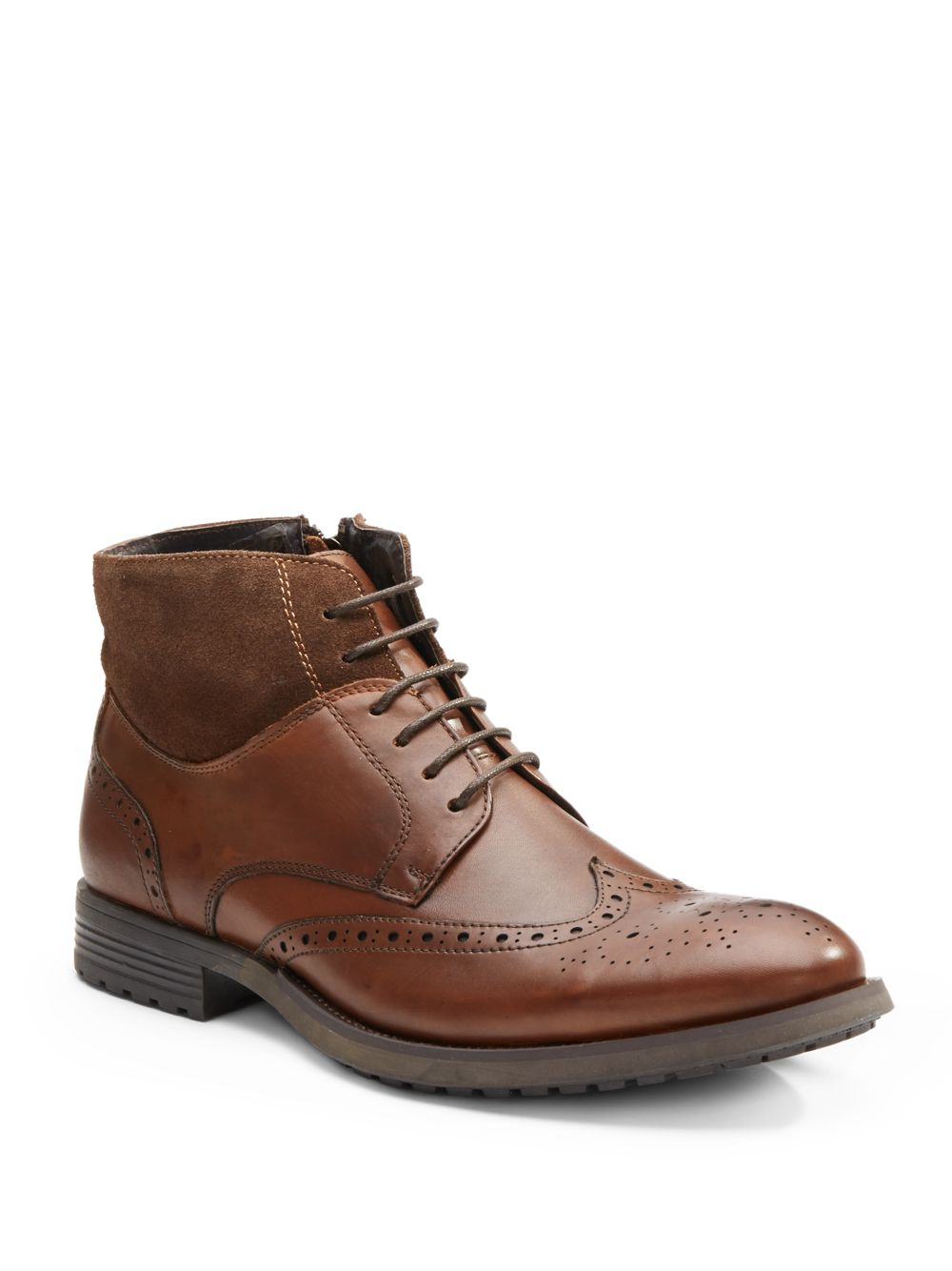 Lyst - Vince Camuto Dario Leather & Suede Wingtip Boots in Brown for Men