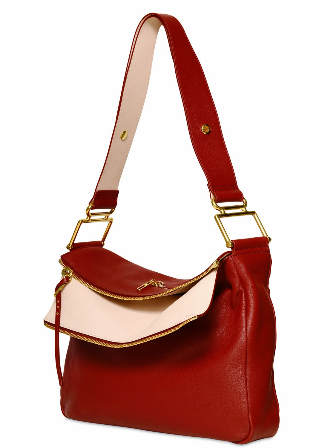 Chlo Large Vanessa Shiny Leather Bag in Red (berry cupcake) | Lyst