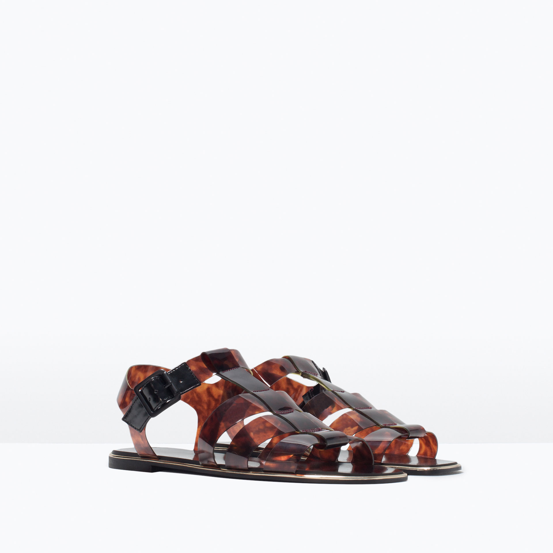Zara Vinyl Fisherman Sandals in Brown