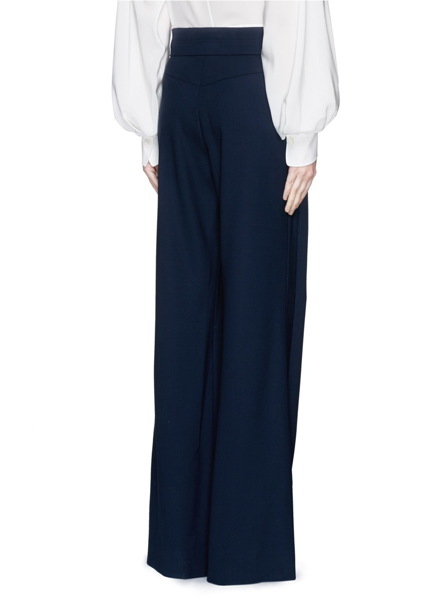 Lyst - Chloé Stretch Wool Flare Pants in Blue