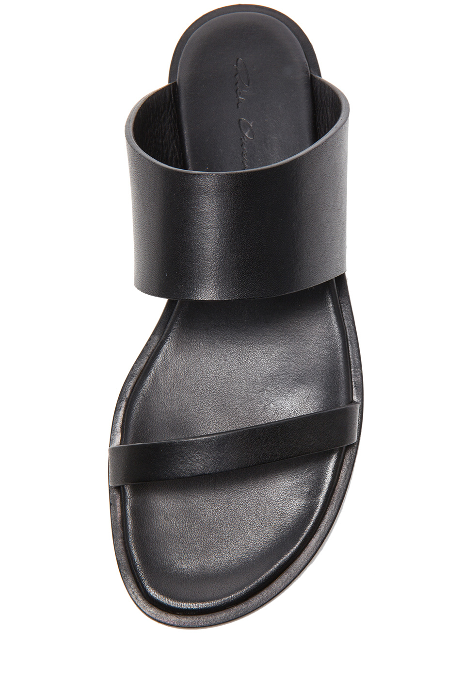 Lyst - Rick Owens 2 Strap Leather Sandals in Black
