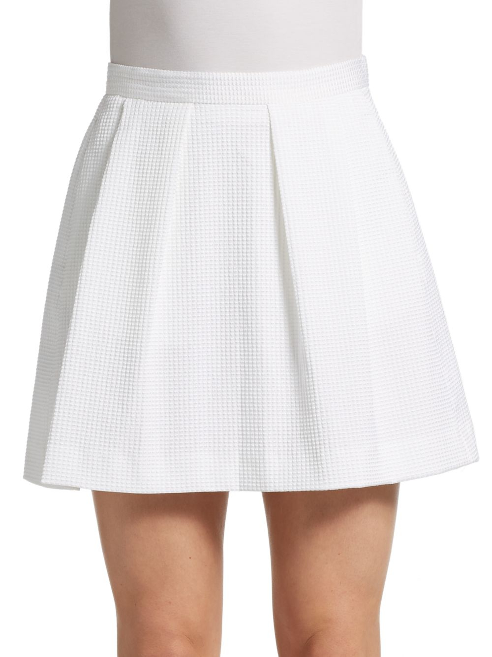 white textured mini skirt