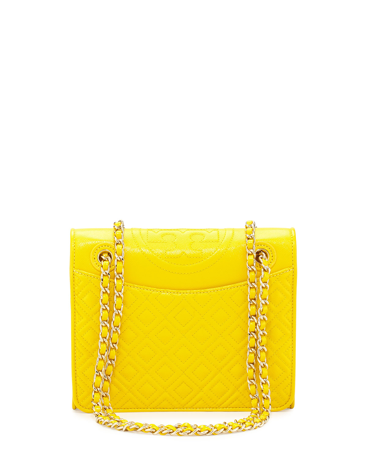 Tory burch Fleming Quilted Medium Flap Shoulder Bag in Yellow | Lyst