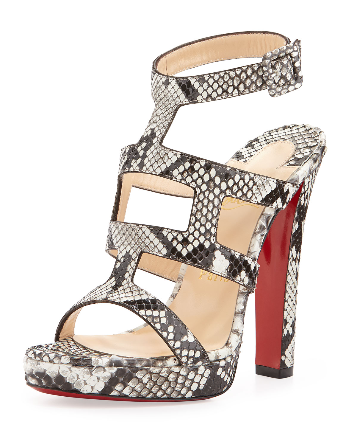 red spiked shoes - christian louboutin python sandals Grey and white wedge heels ...
