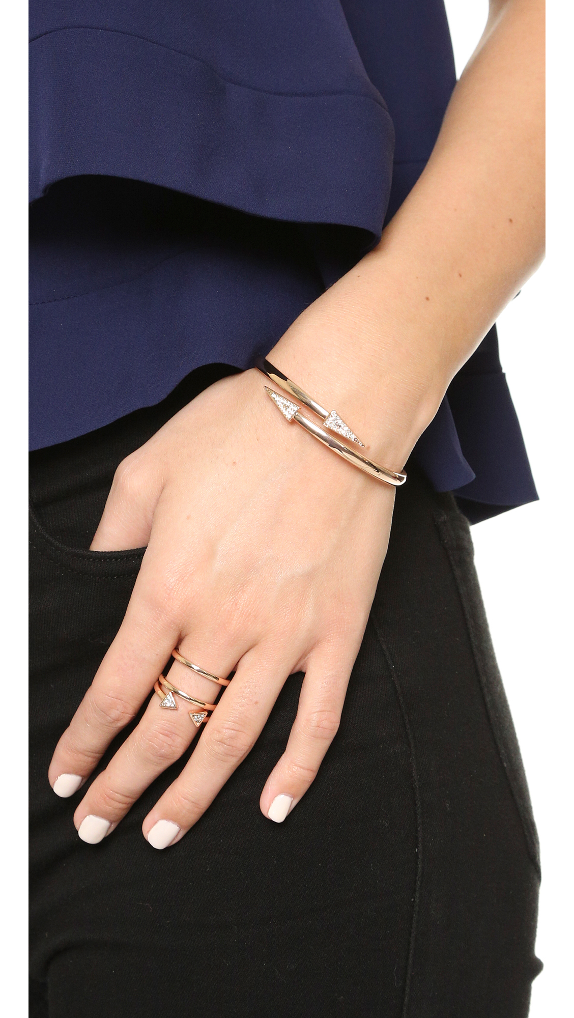 Lyst Rebecca Minkoff Double Pave Arrow Hinge Bracelet In Pink Gallery