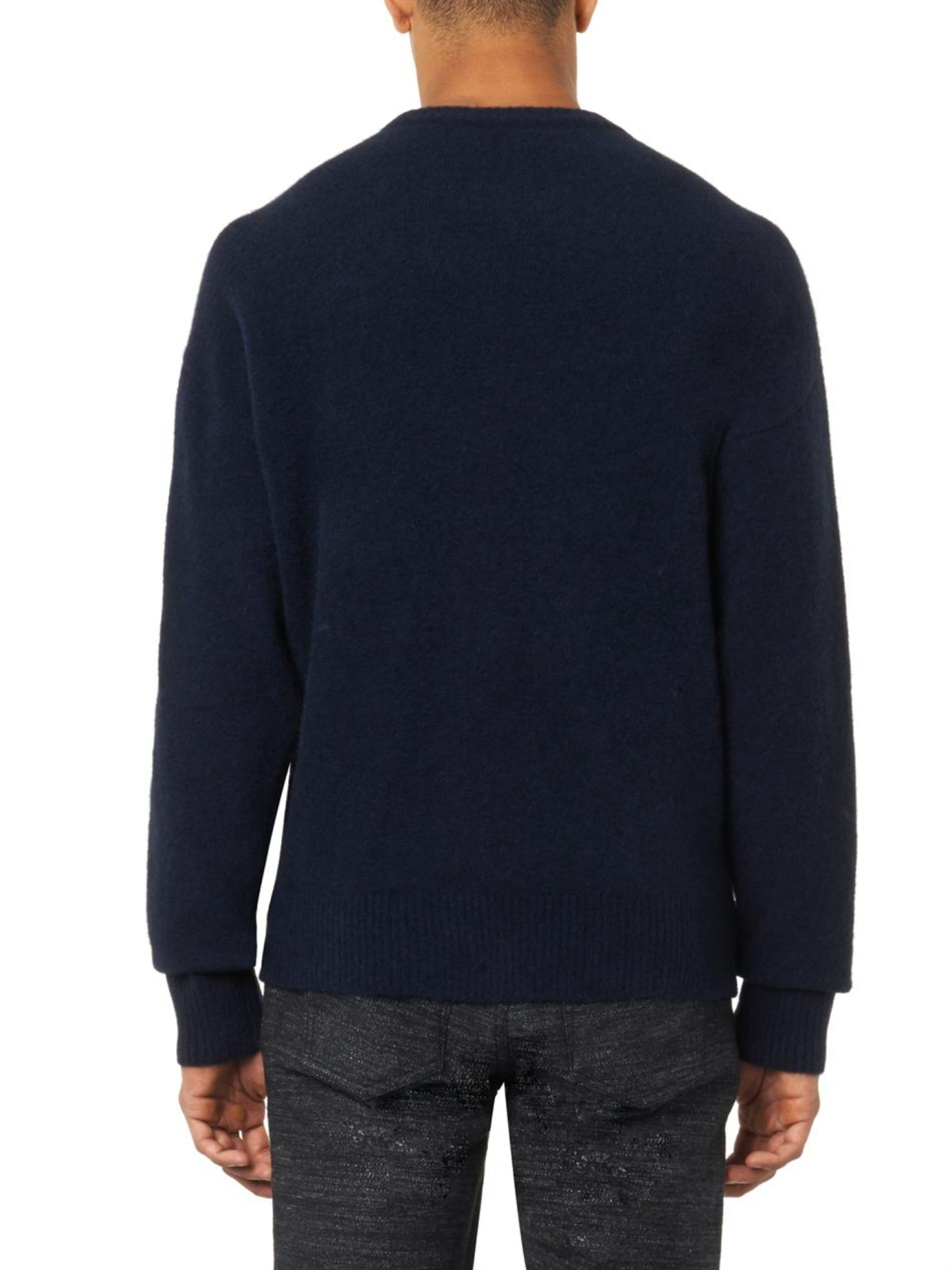 Lyst - Balenciaga Oversized Navy Wool-Blend Sweater in Black for Men